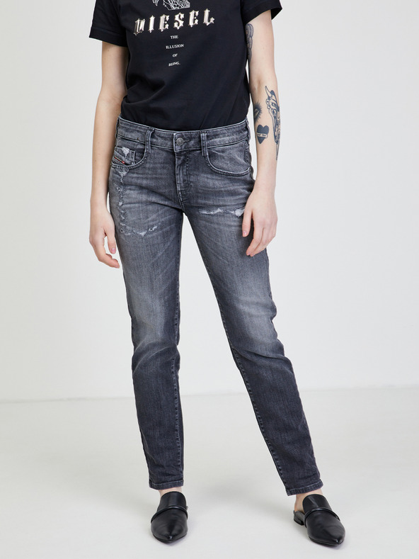 Diesel Tmavě šedé dámské straight fit džíny Diesel