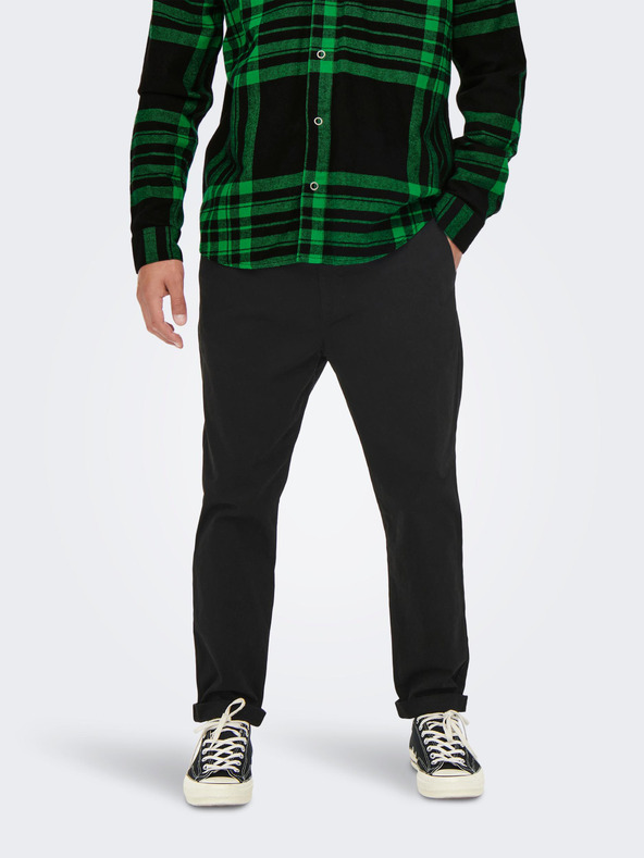 ONLY & SONS Černé pánské chino kalhoty ONLY & SONS Kent