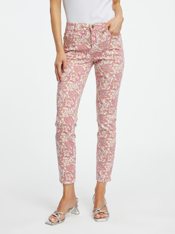 Orsay Růžové dámské vzorované slim fit džíny ORSAY