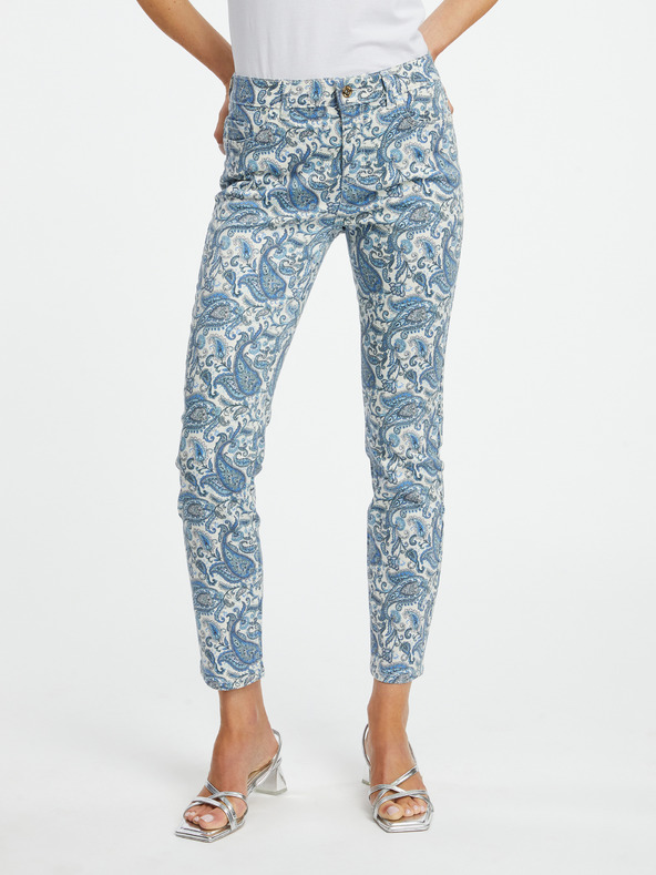 Orsay Modré dámské vzorované slim fit džíny ORSAY