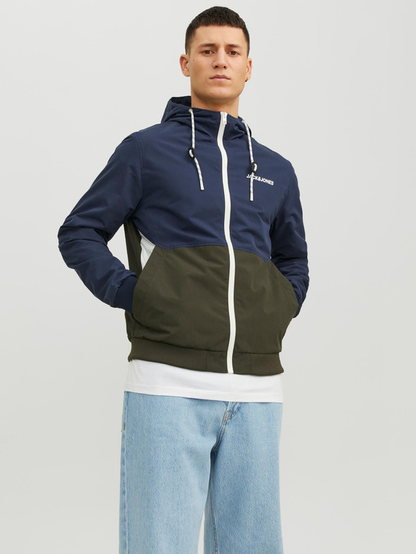 Jack & Jones Khaki-modrá pánská lehká bunda Jack & Jones Rush