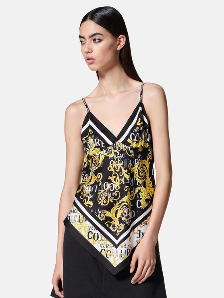 Versace Jeans Couture Černý dámský vzorovaný saténový top Versace Jeans Couture