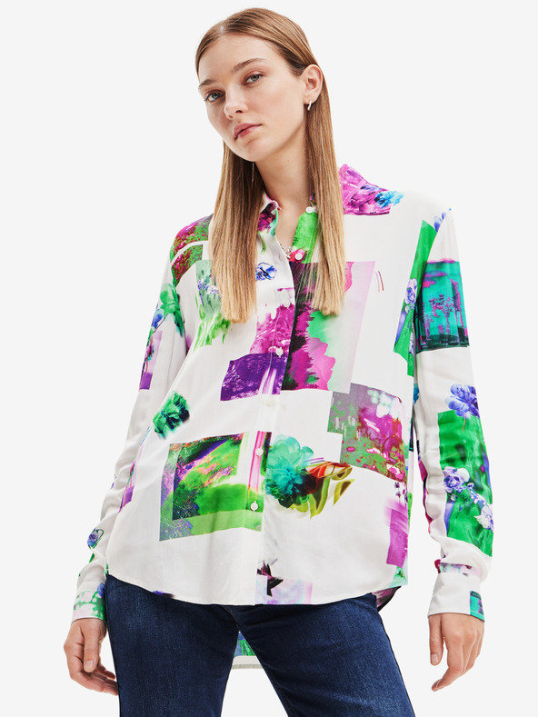 Desigual Zeleno-bílá dámská vzorovaná košile Desigual Trieste