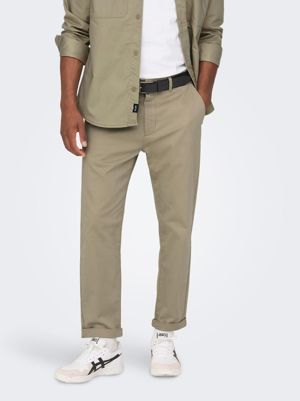 ONLY & SONS Béžové pánské chino kalhoty ONLY & SONS Kent