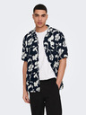 ONLY & SONS Tmavě modrá pánská vzorovaná košile s krátkým rukávem ONLY & SONS Dash