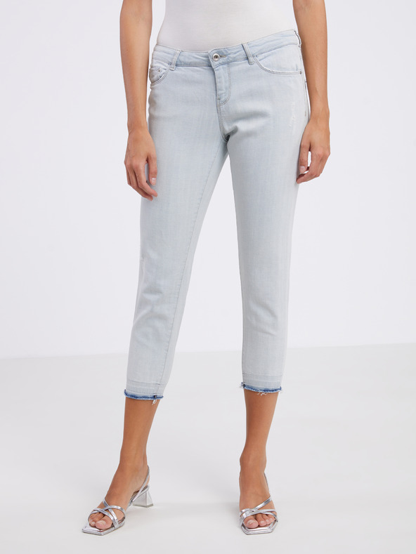 CAMAIEU Světle modré dámské tříčtvrteční slim fit džíny CAMAIEU