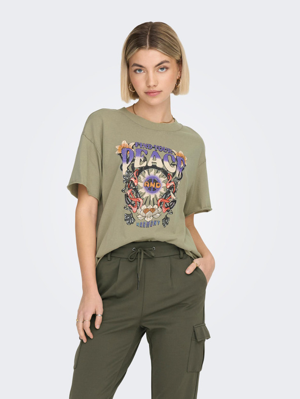 ONLY Khaki dámské tričko ONLY Lucy