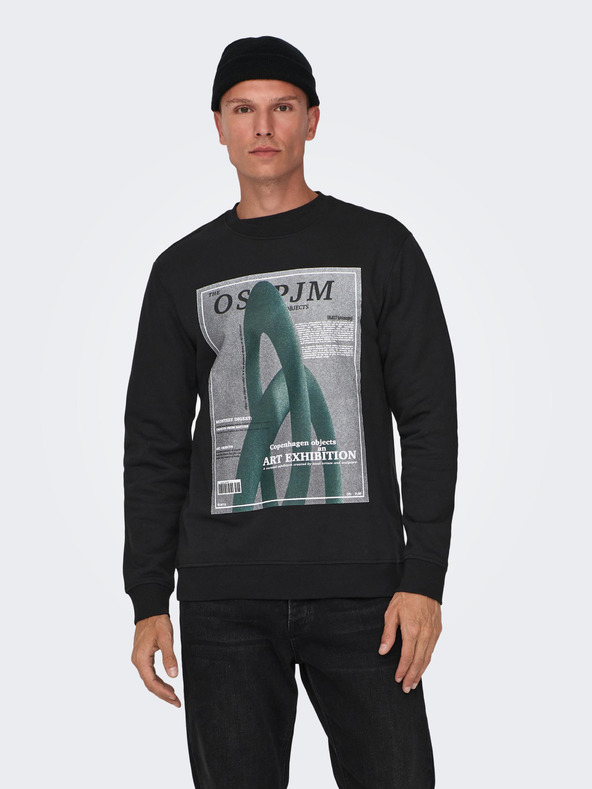 ONLY & SONS Černá pánská mikina ONLY & SONS Todd