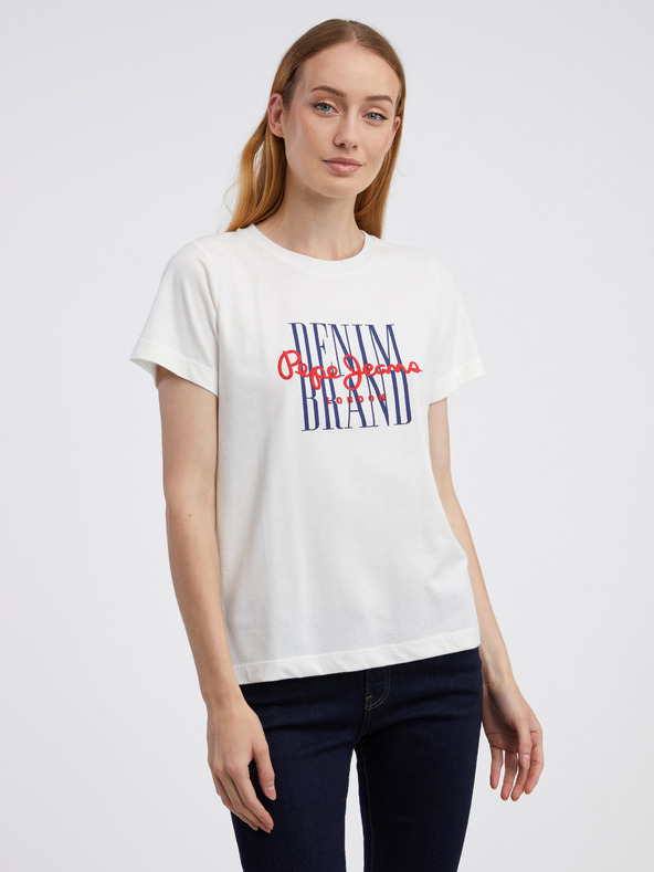 Pepe Jeans Bílé dámské tričko Pepe Jeans Camille
