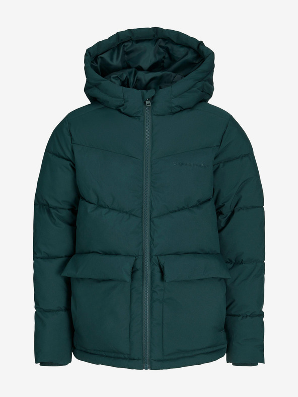 Jack & Jones Tmavě zelená klučičí prošívaná zimní bunda Jack & Jones Sterbo