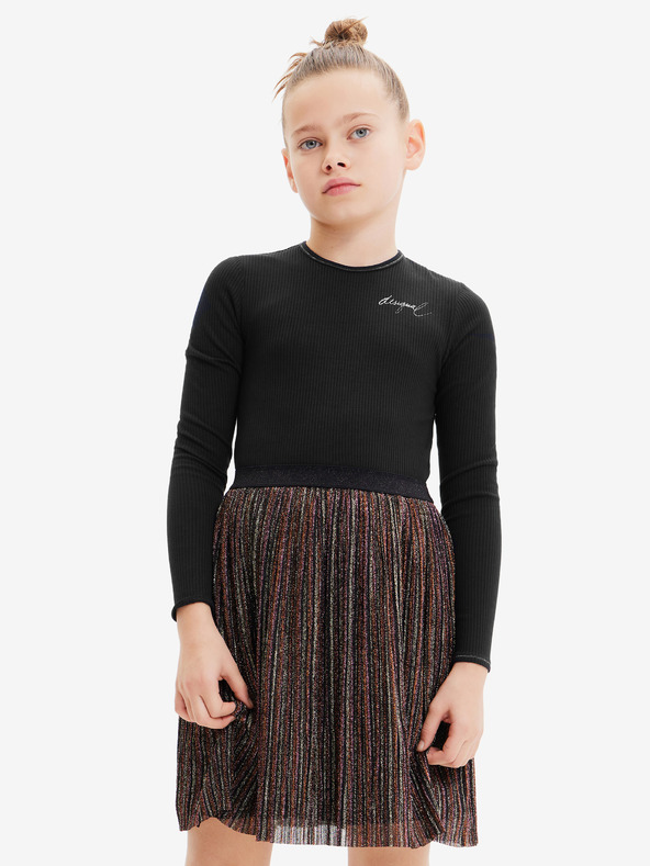 Desigual Hnědo-černé holčičí šaty Desigual Paula