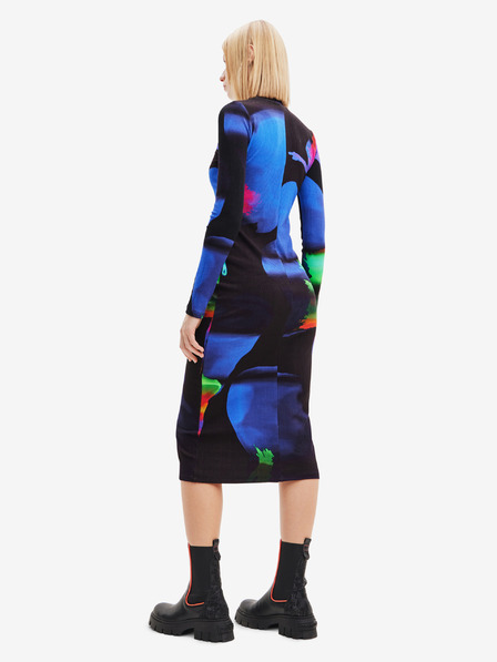 Desigual Modro-černé dámské vzorované pouzdrové šaty Desigual Hologram - Lacroix