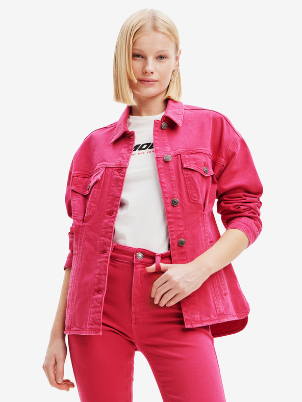 Desigual Tmavě růžová dámská džínová bunda Desigual Morgon