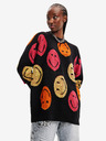 Desigual Černý dámský vzorovaný oversize svetr Desigual Smiley