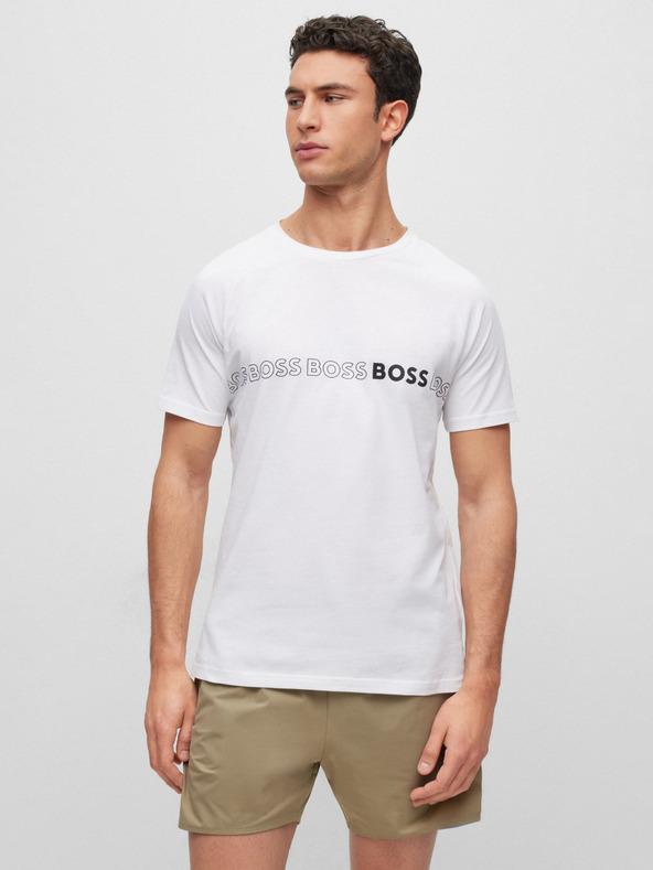 BOSS Bílé pánské tričko HUGO BOSS