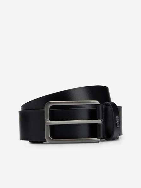 BOSS Černý pánský kožený pásek Hugo Boss Calis