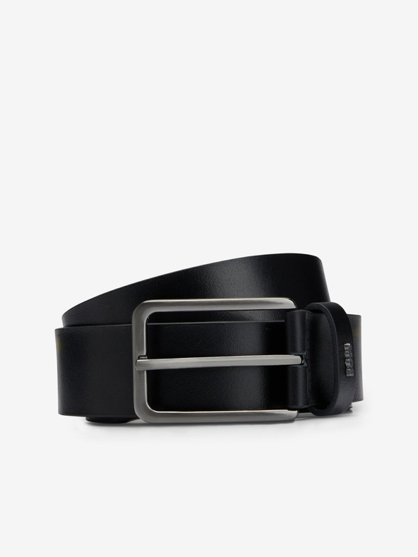 BOSS Černý pánský kožený pásek Hugo Boss Calis