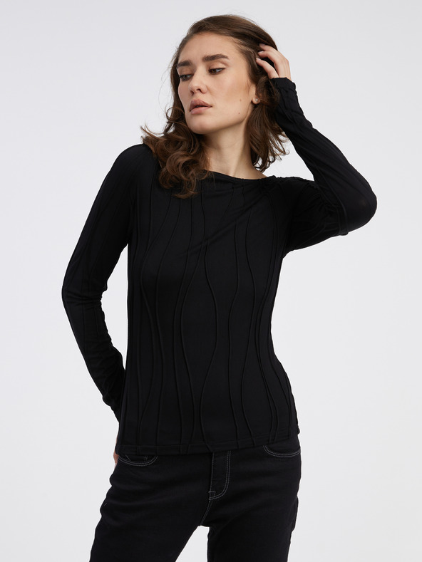 AWARE by VERO MODA Černé dámské vzorované tričko AWARE by VERO MODA Gudrun