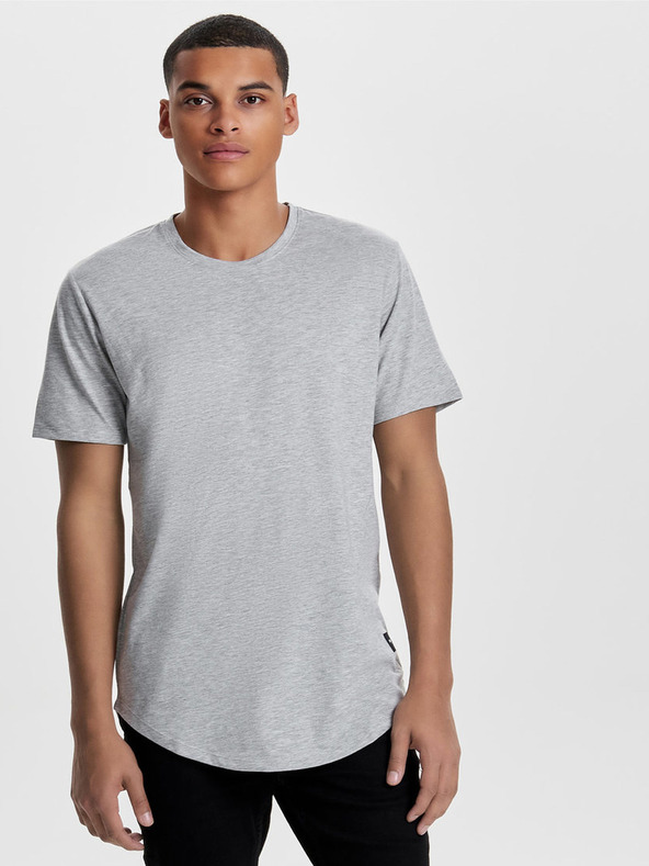ONLY & SONS Světle šedé žíhané basic tričko ONLY & SONS Matt