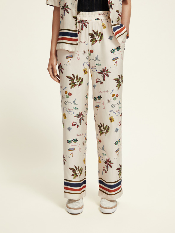 Scotch & Soda Krémové dámské vzorované kalhoty Scotch & Soda