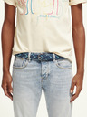 Scotch & Soda Tmavě modrý pánský kožený pásek Scotch & Soda