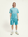 Scotch & Soda Tyrkysové pánské vzorované tričko Scotch & Soda