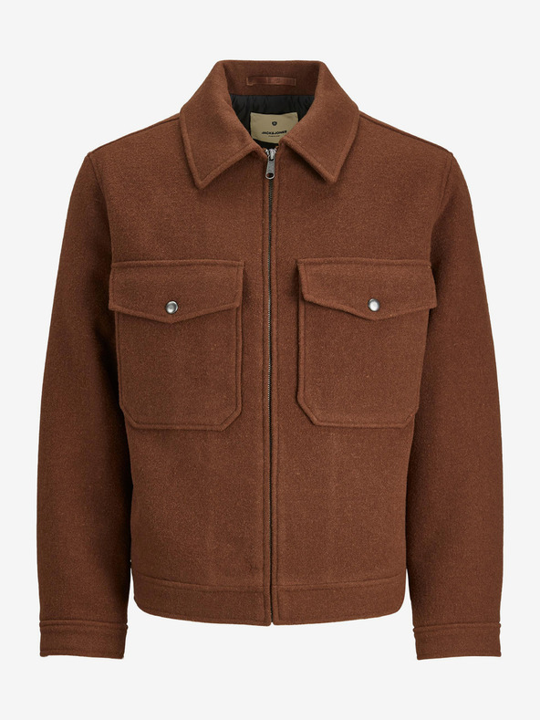 Jack & Jones Hnědá pánská bunda s příměsí vlny Jack & Jones Baxter