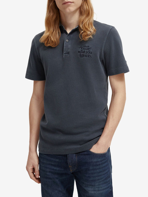 Scotch & Soda Tmavě modré pánské polo tričko Scotch & Soda Garment Dye