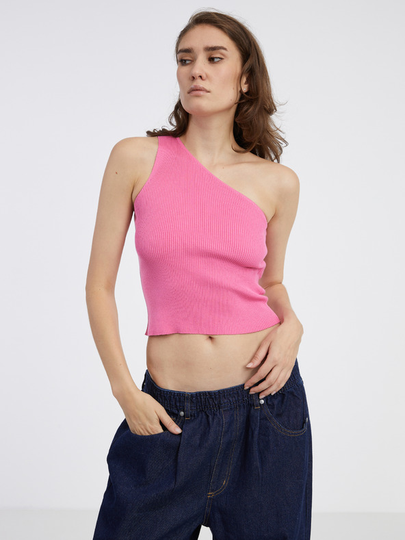 Jacqueline de Yong Růžové dámské crop top tílko JDY Nanna
