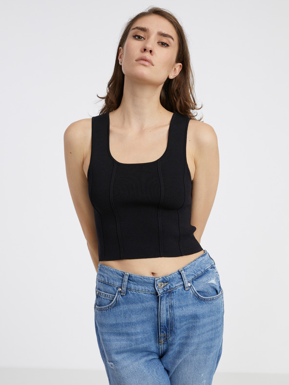 Noisy May Černý dámský úpletový crop top s příměsí vlny Noisy May Haisley