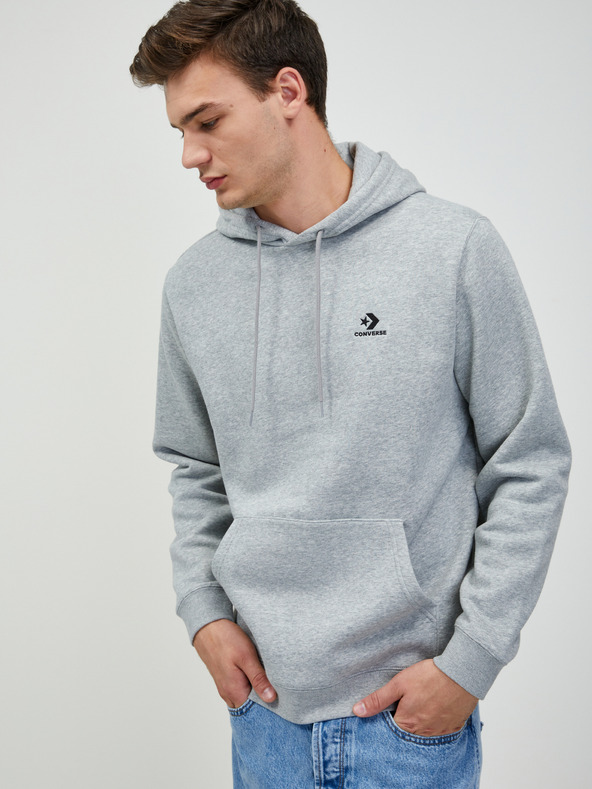 Converse Světle šedá unisex žíhaná mikina s kapucí Converse