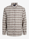Jack & Jones Bílo-hnědá pánská kostkovaná košile Jack & Jones Gracia