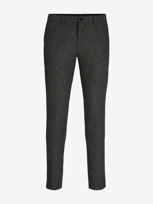 Jack & Jones Tmavě šedé pánské kalhoty s příměsí vlny Jack & Jones Franco