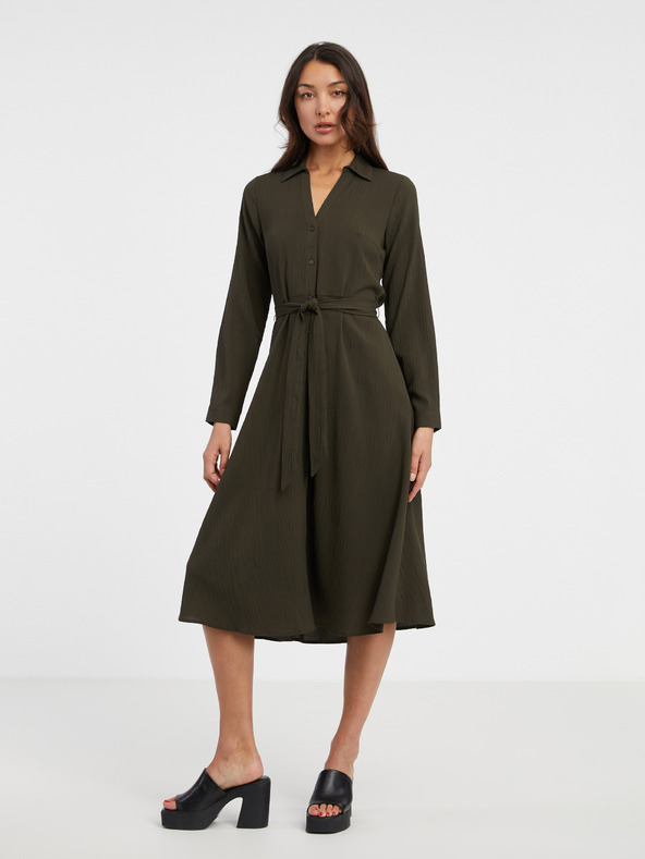ONLY Khaki dámské košilové midišaty ONLY Martina