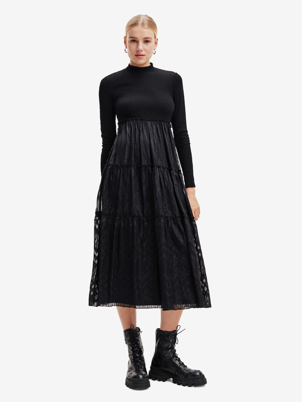 Desigual Černé dámské midišaty Desigual Misha