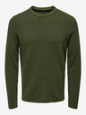 ONLY & SONS Khaki pánský žebrovaný svetr ONLY & SONS Niguel