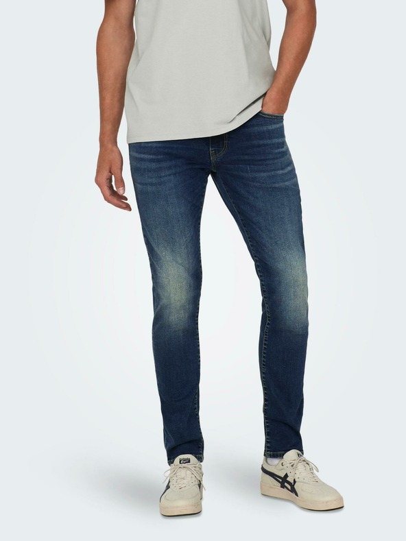 ONLY & SONS Tmavě modré pánské slim fit džíny ONLY & SONS Loom