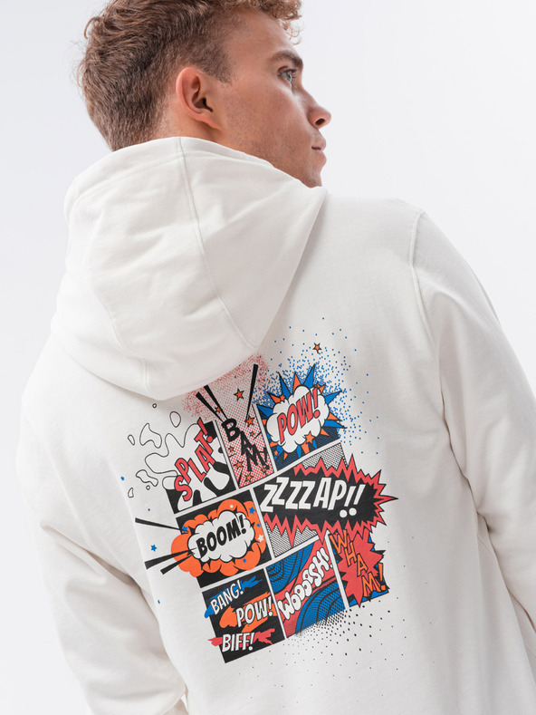 Ombre Clothing Krémová pánská mikina s potiskem na zádech Ombre Clothing