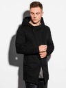 Ombre Clothing Černá pánská prodloužená mikina na zip s kapucí B668 HUGO