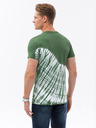 Ombre Clothing Tmavě zelené pánské batikované tričko Ombre Clothing
