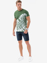 Ombre Clothing Tmavě zelené pánské batikované tričko Ombre Clothing