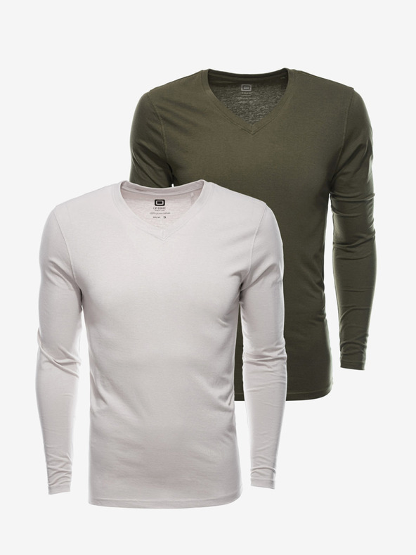 Ombre Clothing Pánské tričko s dlouhým rukávem bez potisku - mix 2 kusy v balení V5 Z41 basic
