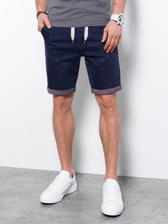 Ombre Clothing Fialové pánské džínové kraťasy Ombre Clothing W361