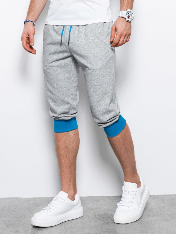 Ombre Clothing Modro-šedé pánské teplákové kraťasy Ombre Clothing V5 P29
