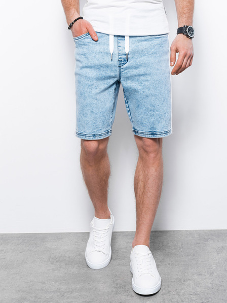 Ombre Clothing Světle modré pánské džínové kraťasy Ombre Clothing W363