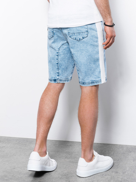 Ombre Clothing Světle modré pánské džínové kraťasy Ombre Clothing W363