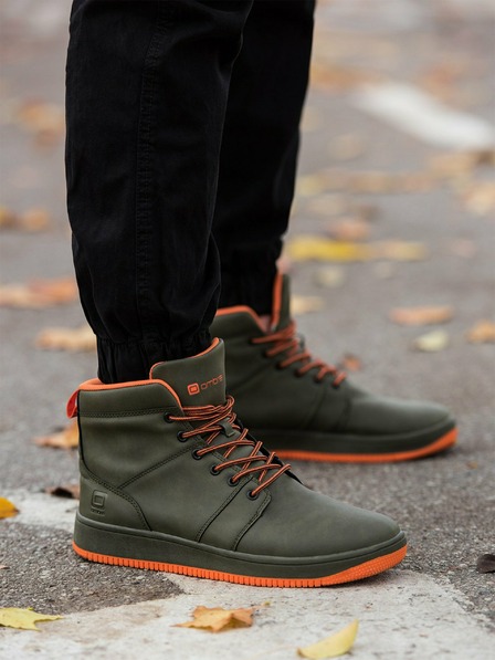 Ombre Clothing Khaki pánské kotníkové tenisky T311