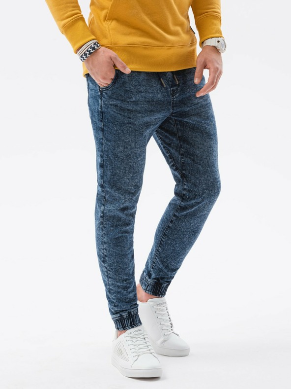 Ombre Clothing Modré pánské kalhoty P1027