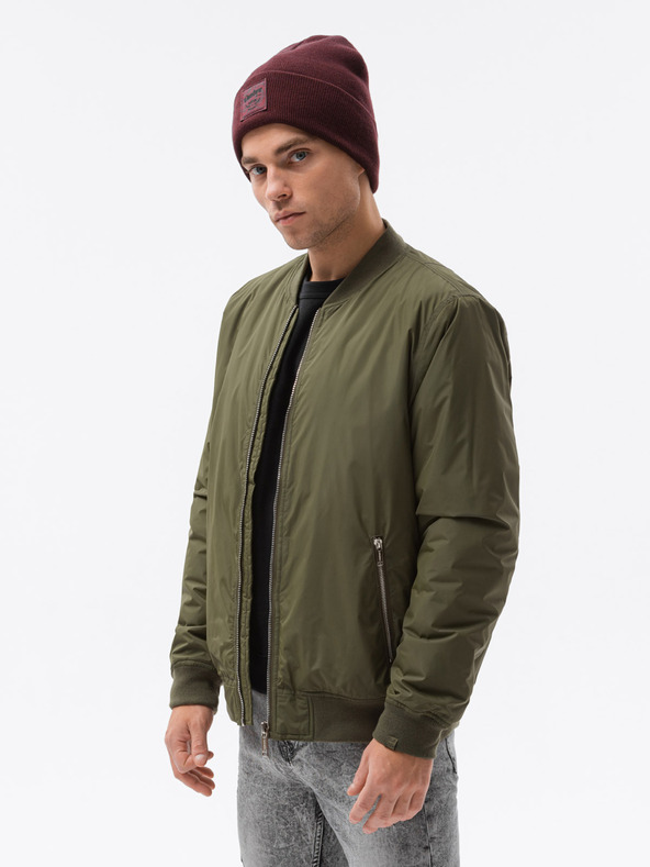 Ombre Clothing Khaki pánská přechodná bunda Ombre Clothing C538