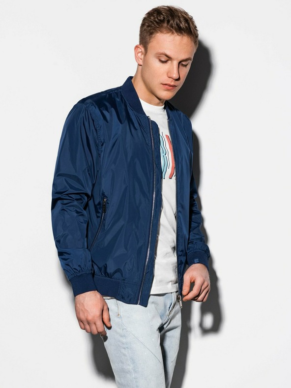 Ombre Clothing Pánská jarní bomber bunda C439 - námořnická